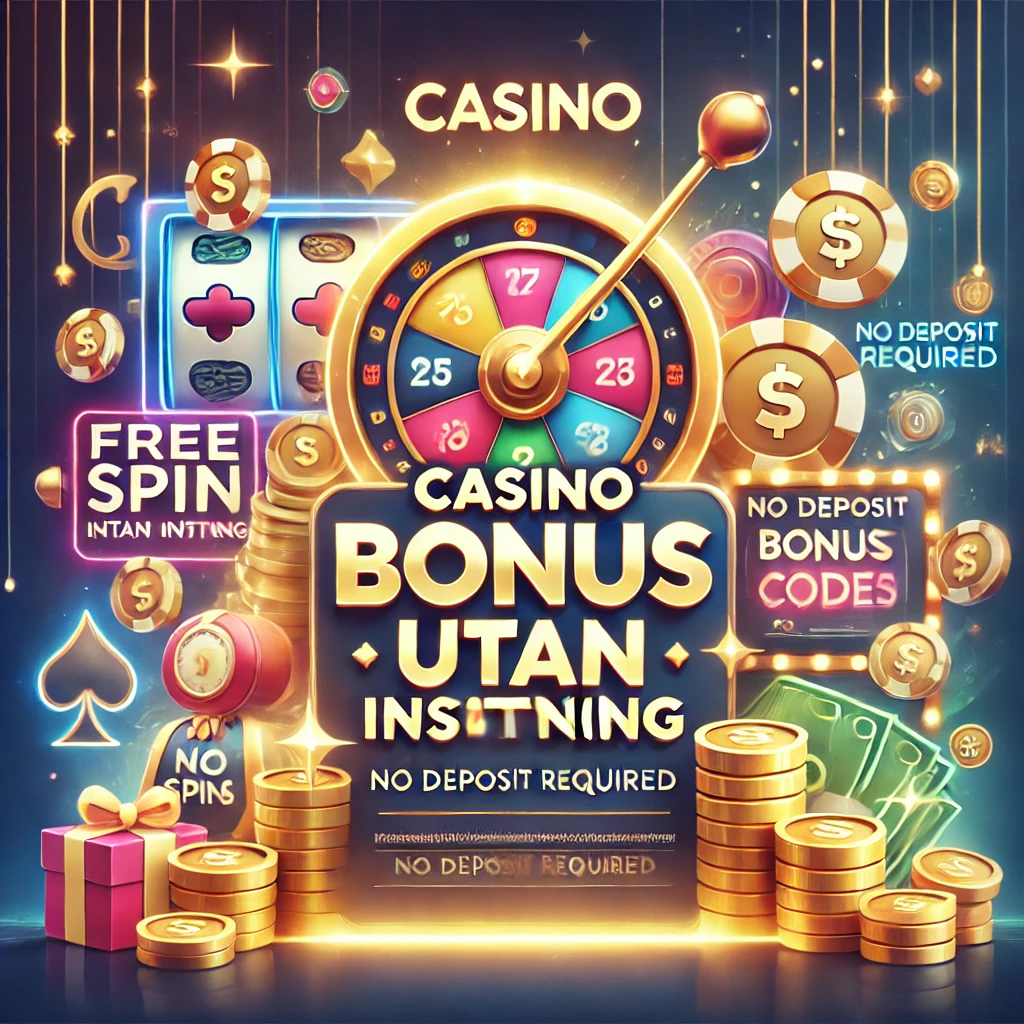 DALL·E 2024-12-22 21.49.54 – A sleek and vibrant digital illustration representing the concept of ’casino bonus utan insättning’ (casino bonus without deposit). The image includes